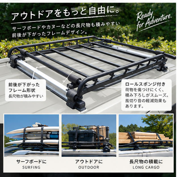 ローフィットカーゴ ミディアム 汎用タイプ　低型ルーフラック・ルーフキャリア 日本製